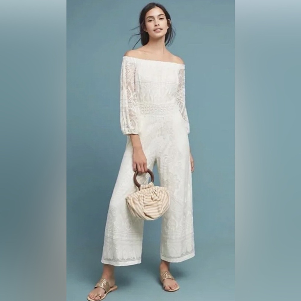 Farm Rio x Anthropologie Wide-Leg Lace Jumpsuit